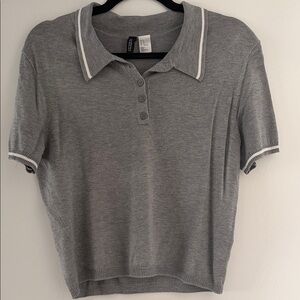 H&M Gray Button Down Polo Shirt